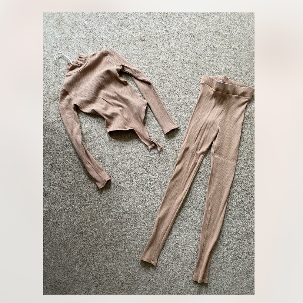 Fashion Nova long sleeve tan set